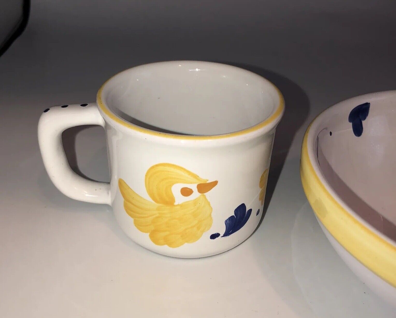 Present Tense Bowl Rubber Duck Hand Painted Hungary Bowl & Cup