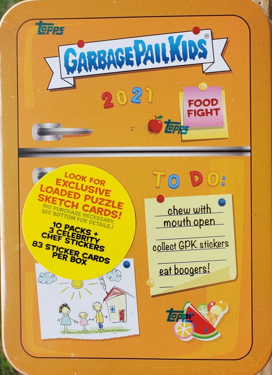 2021 Topps Garbage Pail Kids Food Fight Orange Tin Refrigerator Blaster Box