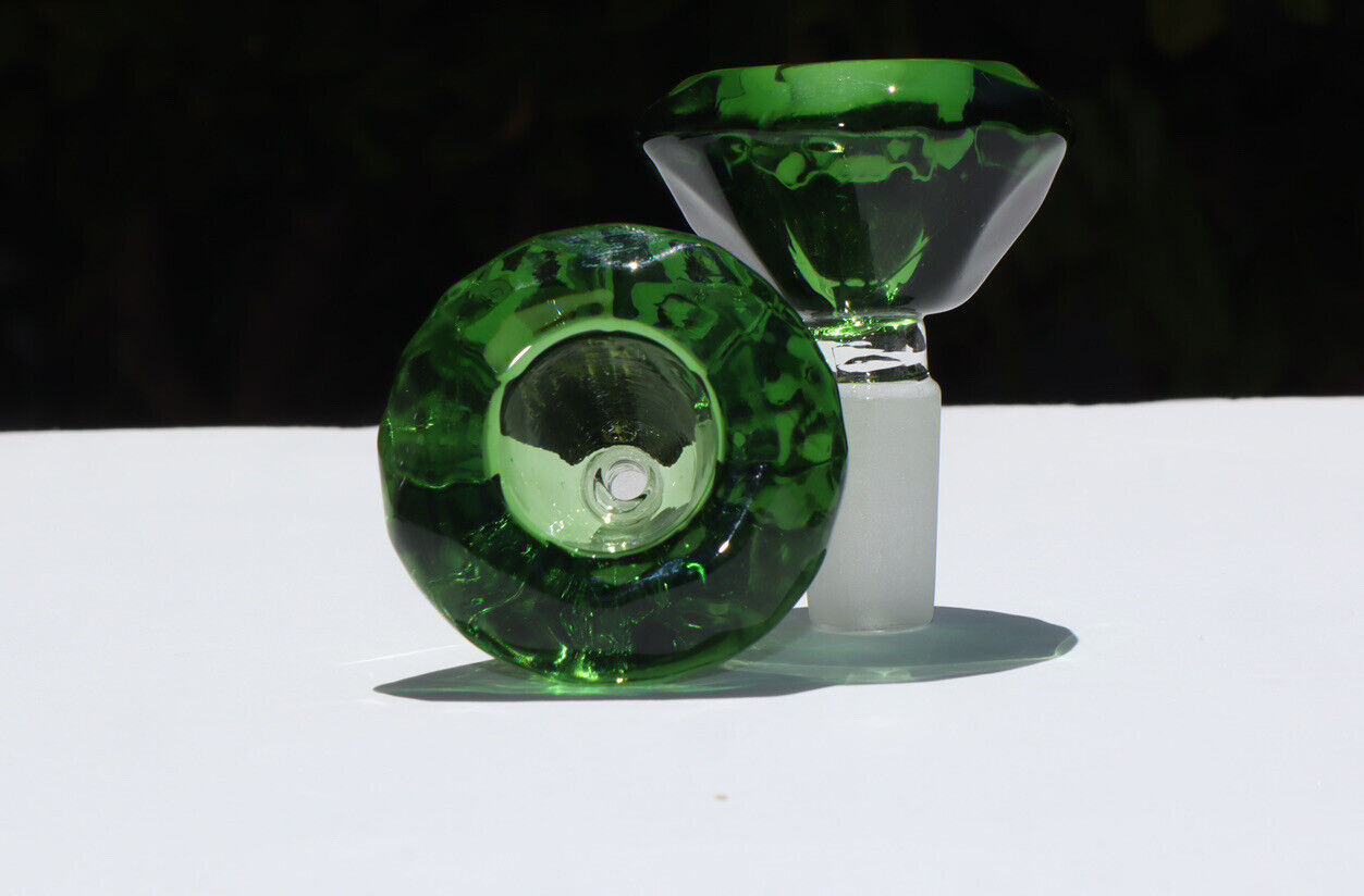 14MM Green Thick Quality Glass Wide Diamond Tobacco Bong Head Piece Bowl Holder