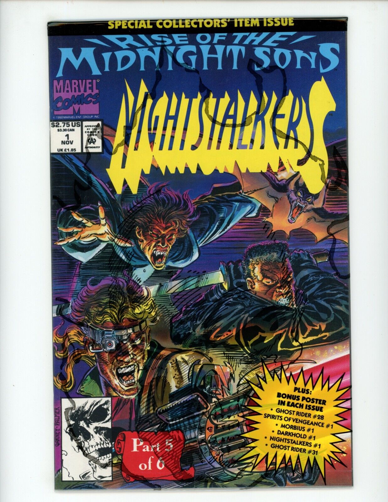 Nightstalkers #1 Comic Book 1992 New Polybag Direct Marvel Blade