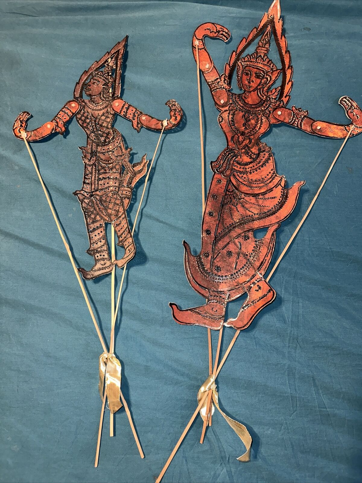 Vintage Thai Leather Shadow Puppet Hand Cut Siem Reap Cambodia 2004 **NOTES**