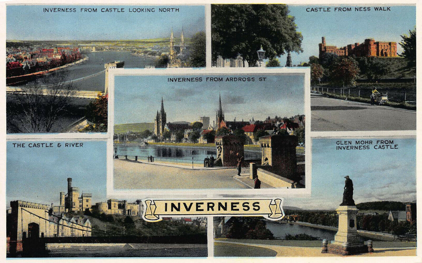 5 Views of Inverness, Scotland, Great Britain, Vintage Postcard, Unused