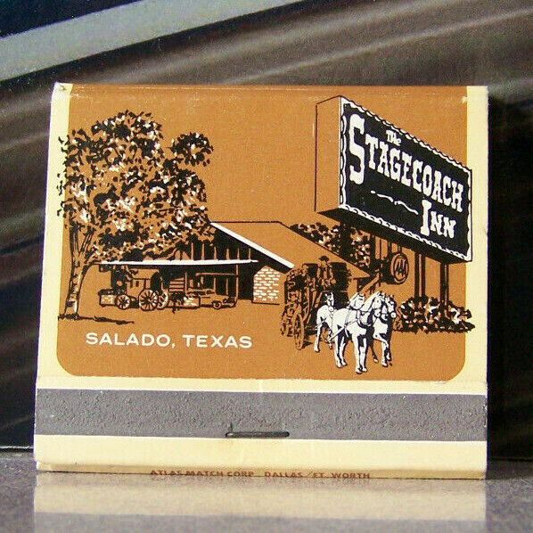 Rare Vintage Matchbook E6 Salado Texas Stagecoach Inn Horses Western Carriage