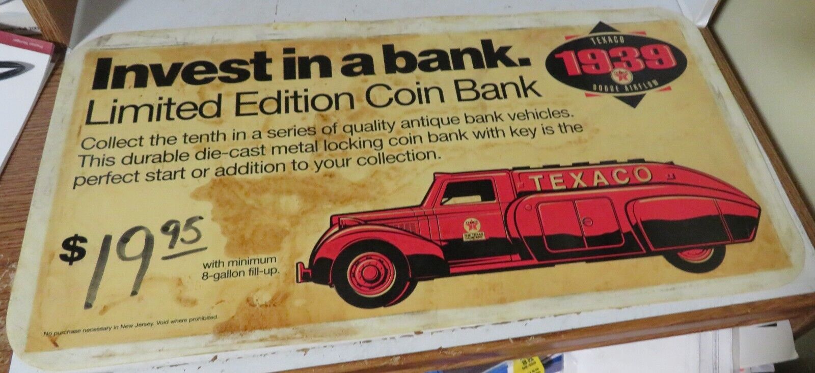 Large Vintage Texaco Ad Invest In A Bank Dodge Airflow Texaco Advertising Used B