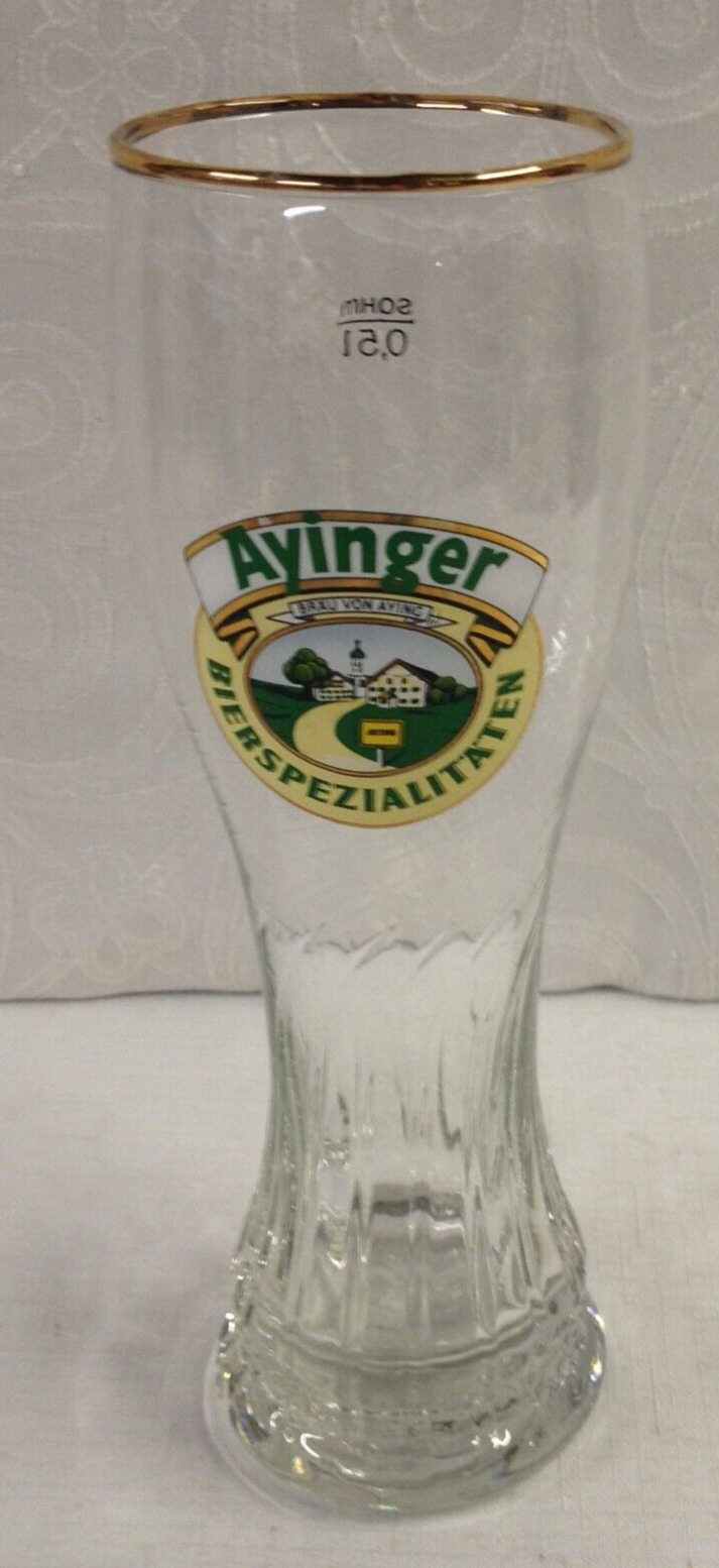 Ayinger BierSpezialitaten Pilsner Swirl Beer Glass  w/ Gold Rim  - 9/5\