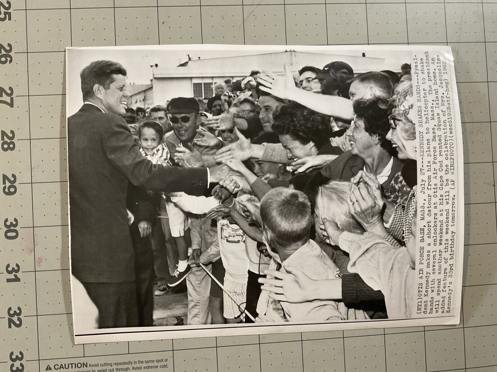 President John F Kennedy Wire Press Photo, JFK, Shaking Hands Of Citizens