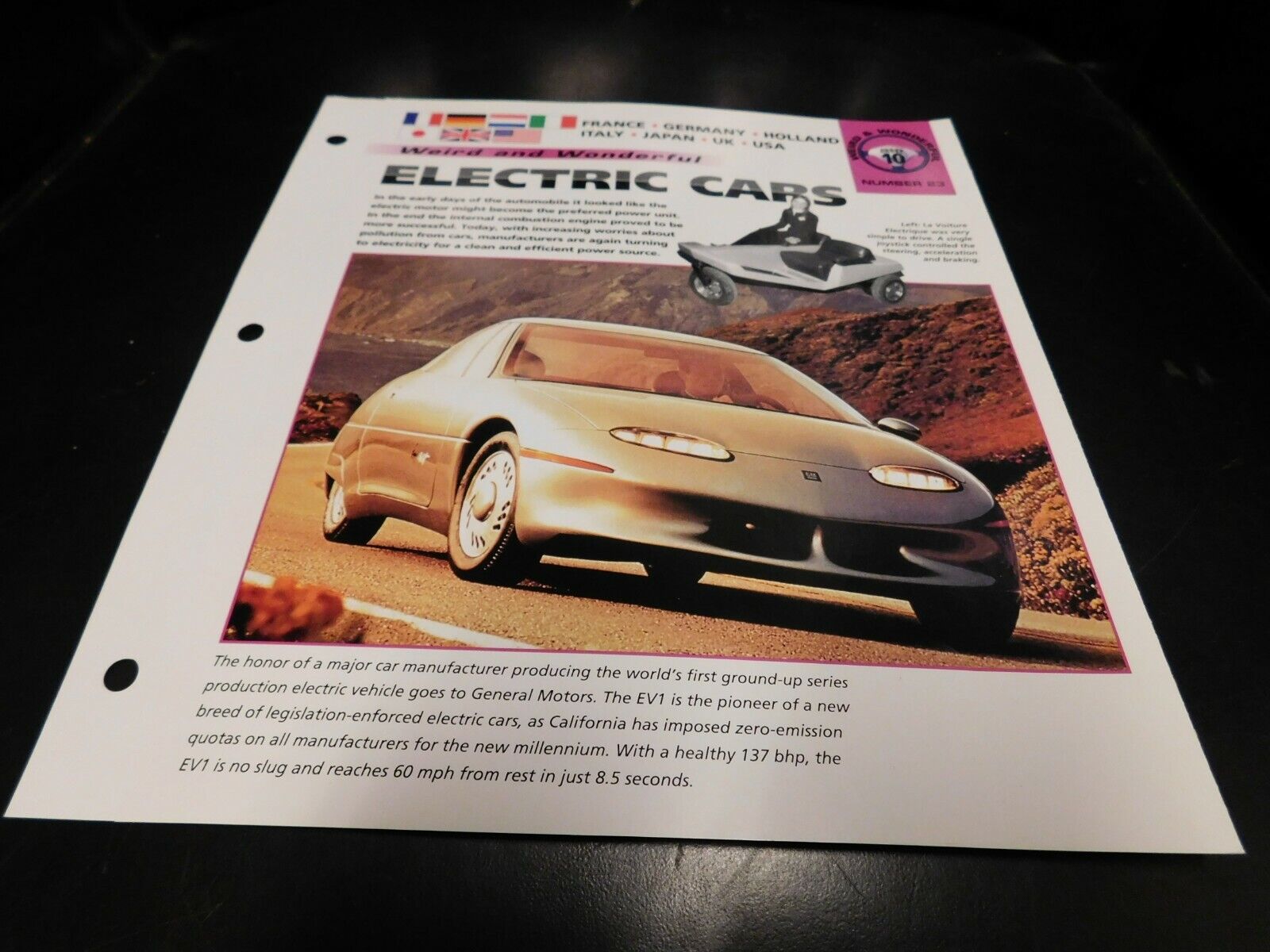 Electric Cars GM EV1, Sunraycer, Literature Brochure Photo Poster