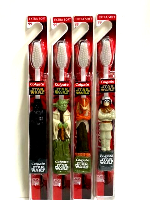 4 Colgate Star Wars Character Toothbrush\'s Darth Vader Anakin Jar Jar Binks Yoda