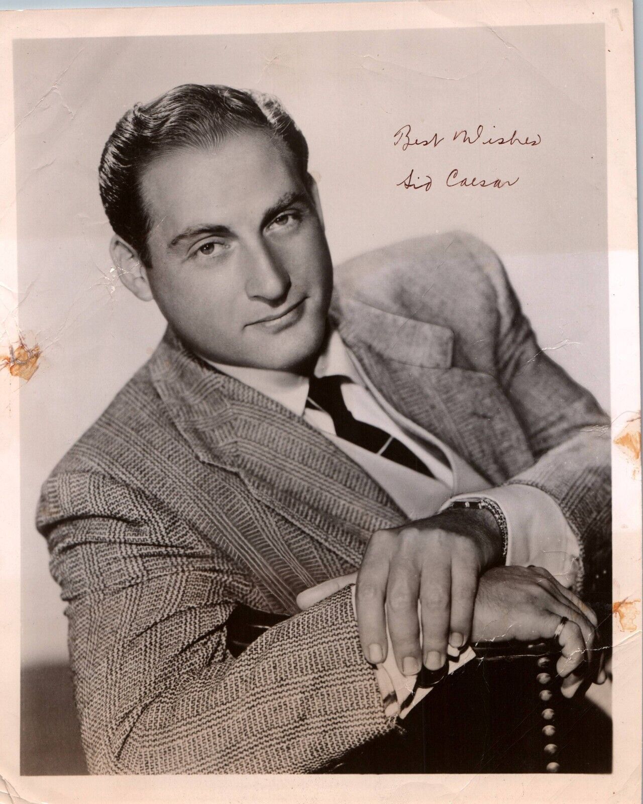 Sid Caesar (1950s) ❤ Signed Autograph Original Vintage Handsome Photo K 363
