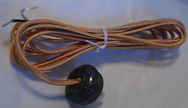 10 foot GOLD RAYON LAMP CORD SET with Antique Style Acorn Plug  #CS862