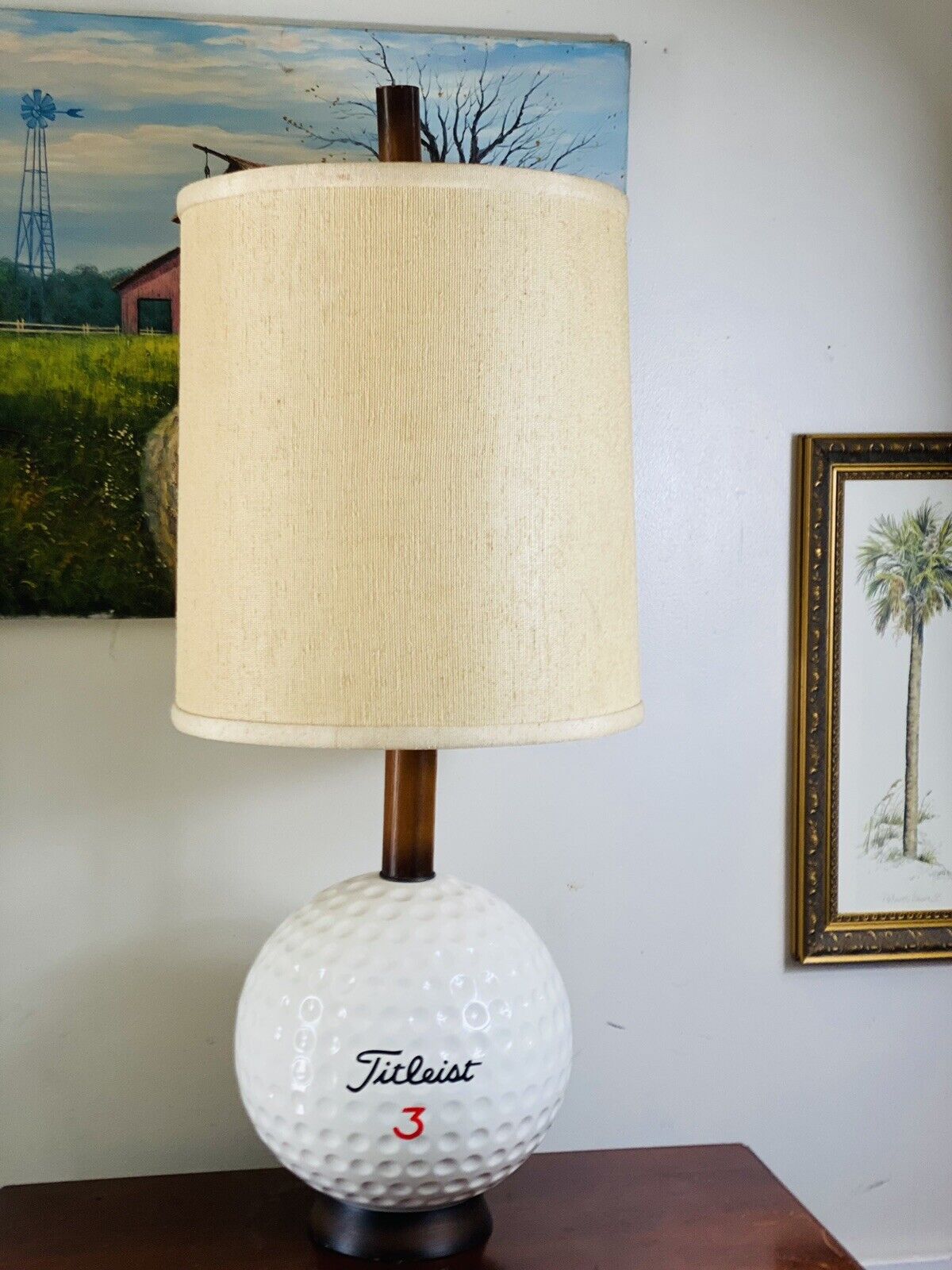 LARGE ANTIQUE TITLEIST GOLF BALL LAMP - VINTAGE 1960'S