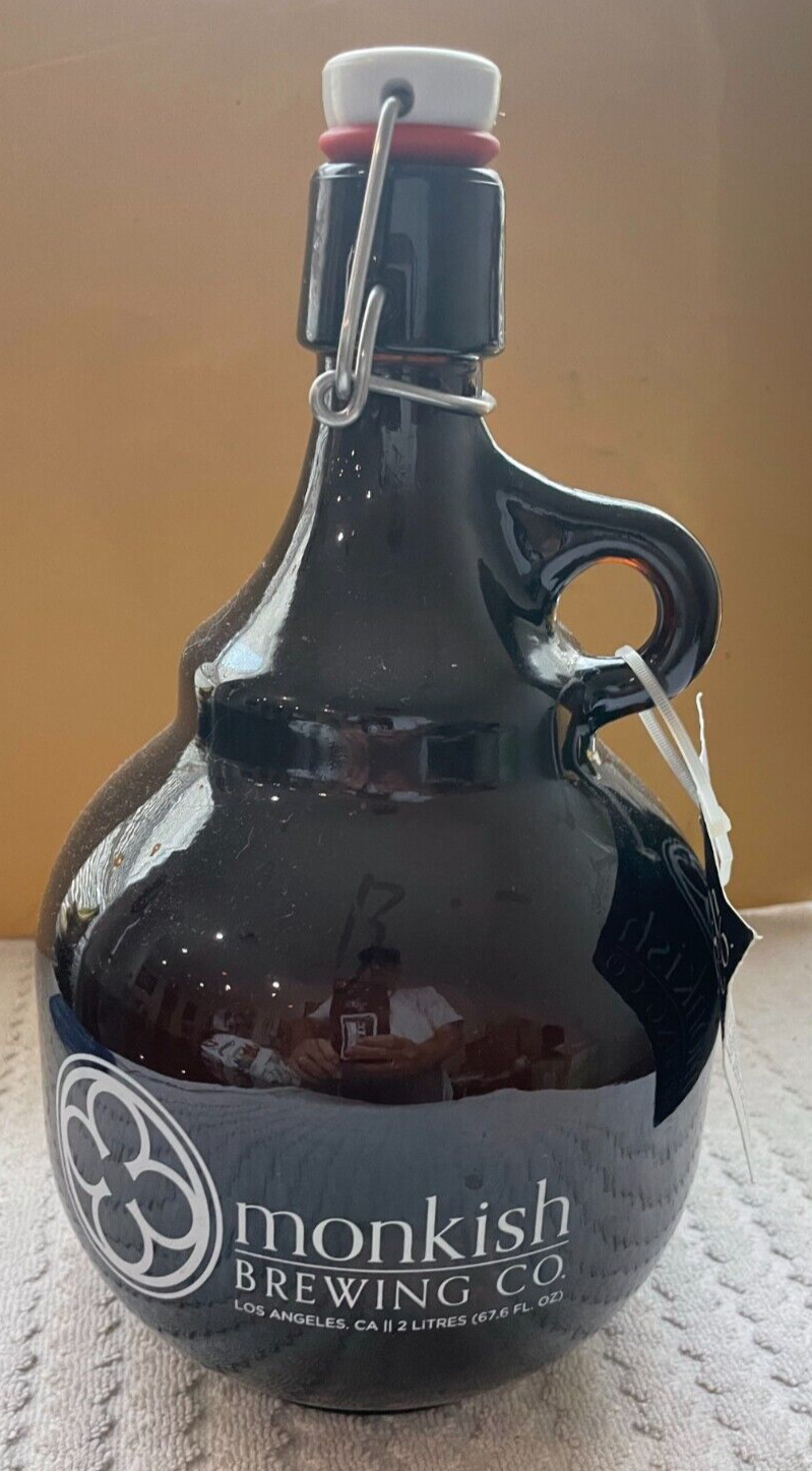 RARE Monkish Brewing Co. Growler Glass Bottle 2 LITRES - Torrance, CA