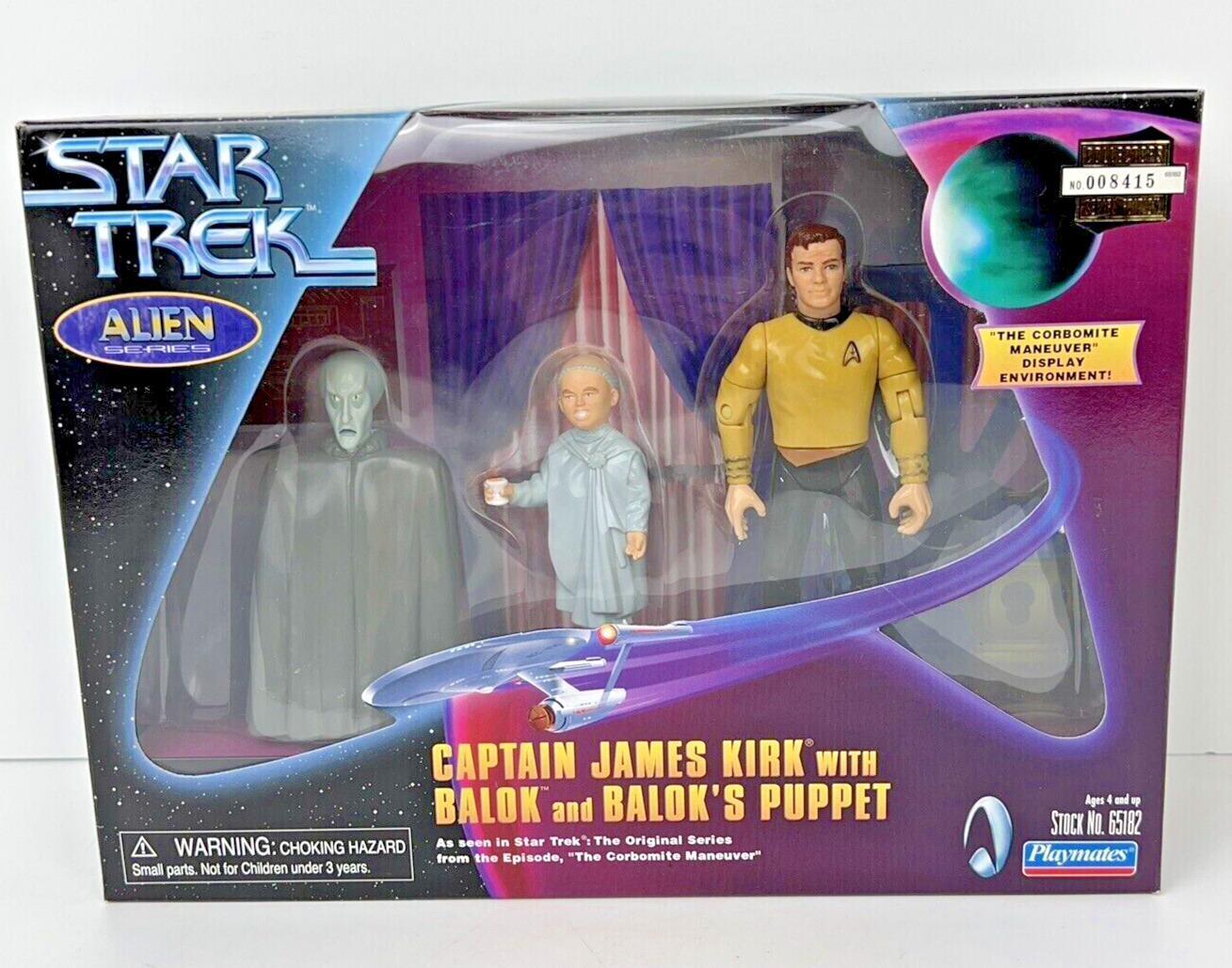 STAR TREK Alien Series Captain james Kirk with Balok and Puppet 1998 Playmates