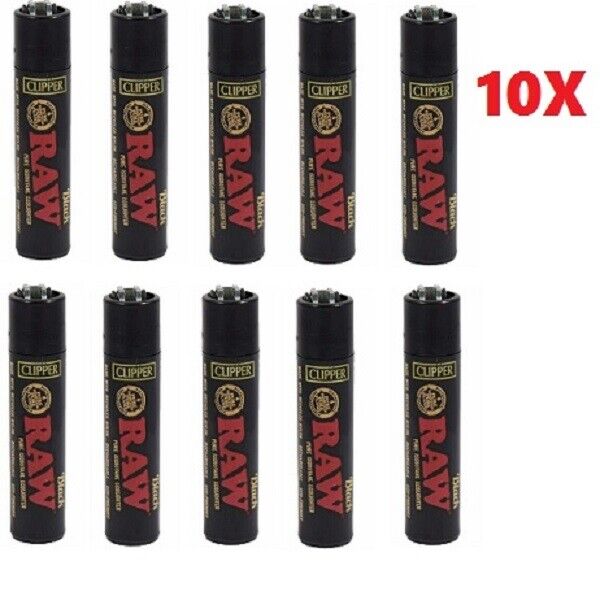 10 RAW Clipper Lighter - Raw Black - Reusable-Refillable  