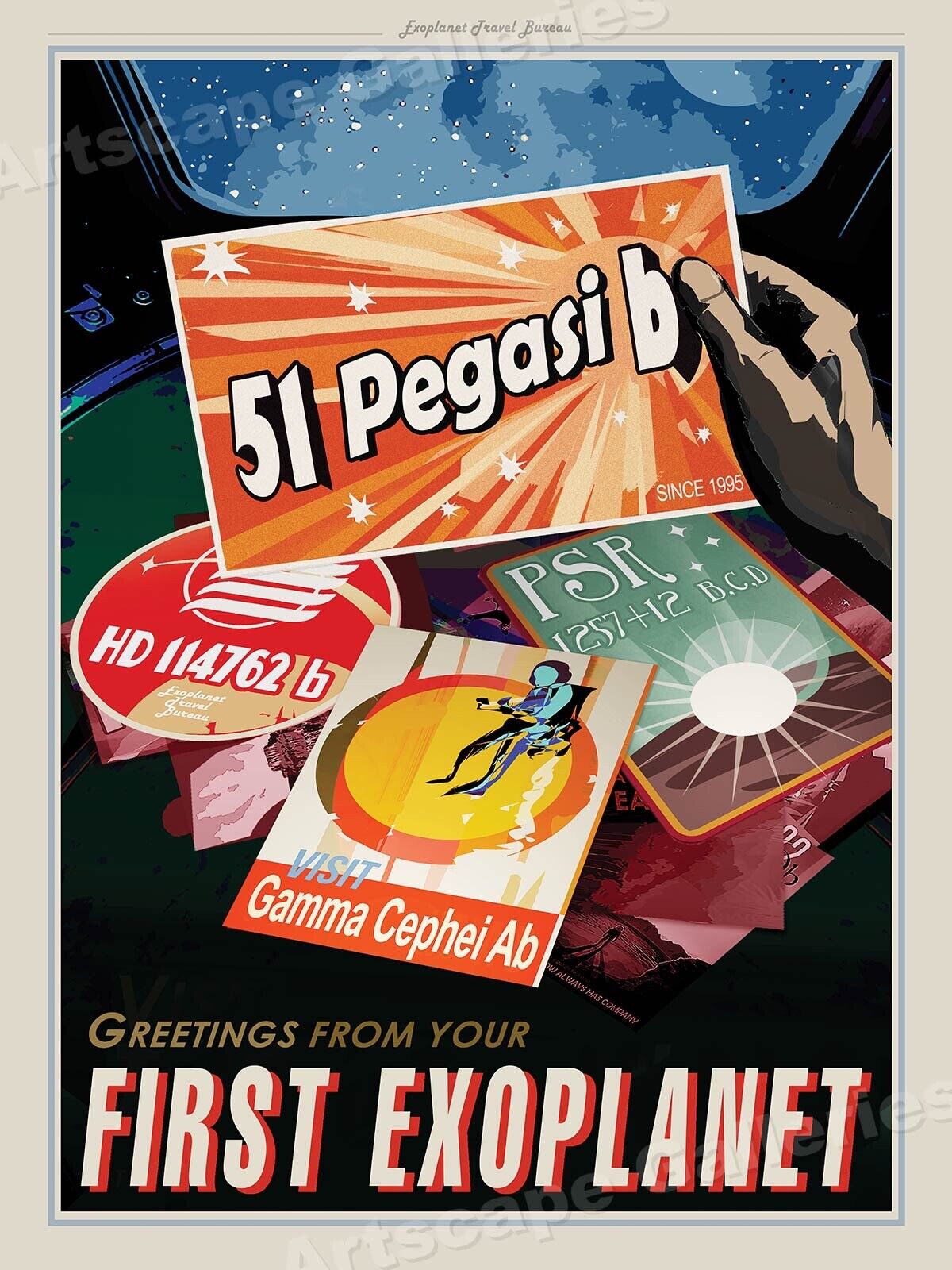“First ExoPlanet” Retro NASA Space Travel Exploration Poster - 20x28