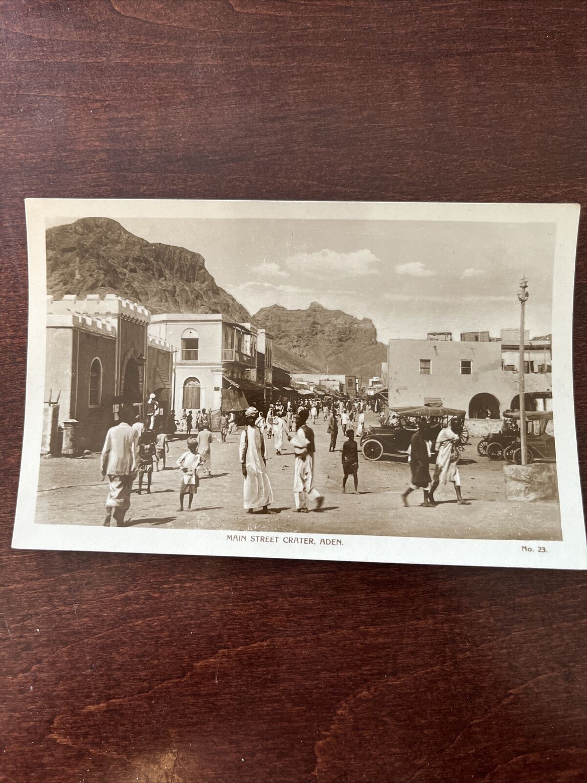 Vintage Postcard, Main Street Crater, Aden, Egyptian Cigarettes Factory