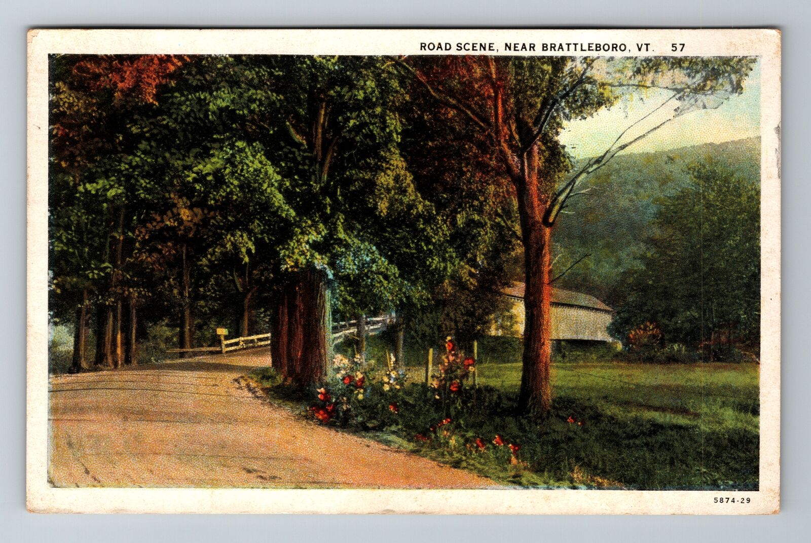 Brattleboro VT-Vermont, Road Scene, Antique, Vintage c1930 Souvenir Postcard
