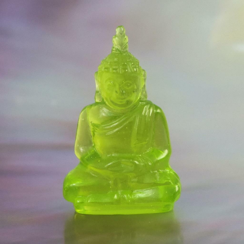 Miniature Image of the Buddha Sculpture Peridot Green Chalcedony Carving 6.30 ct