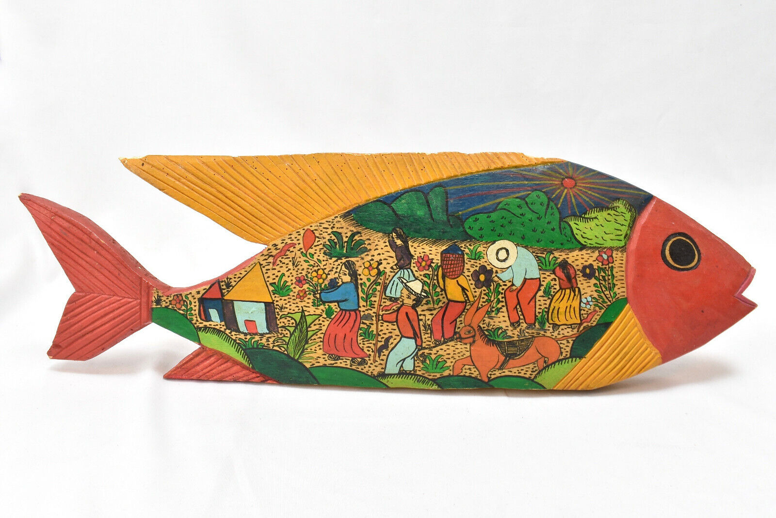 Hand Carved Painted Wood Fish 17\
