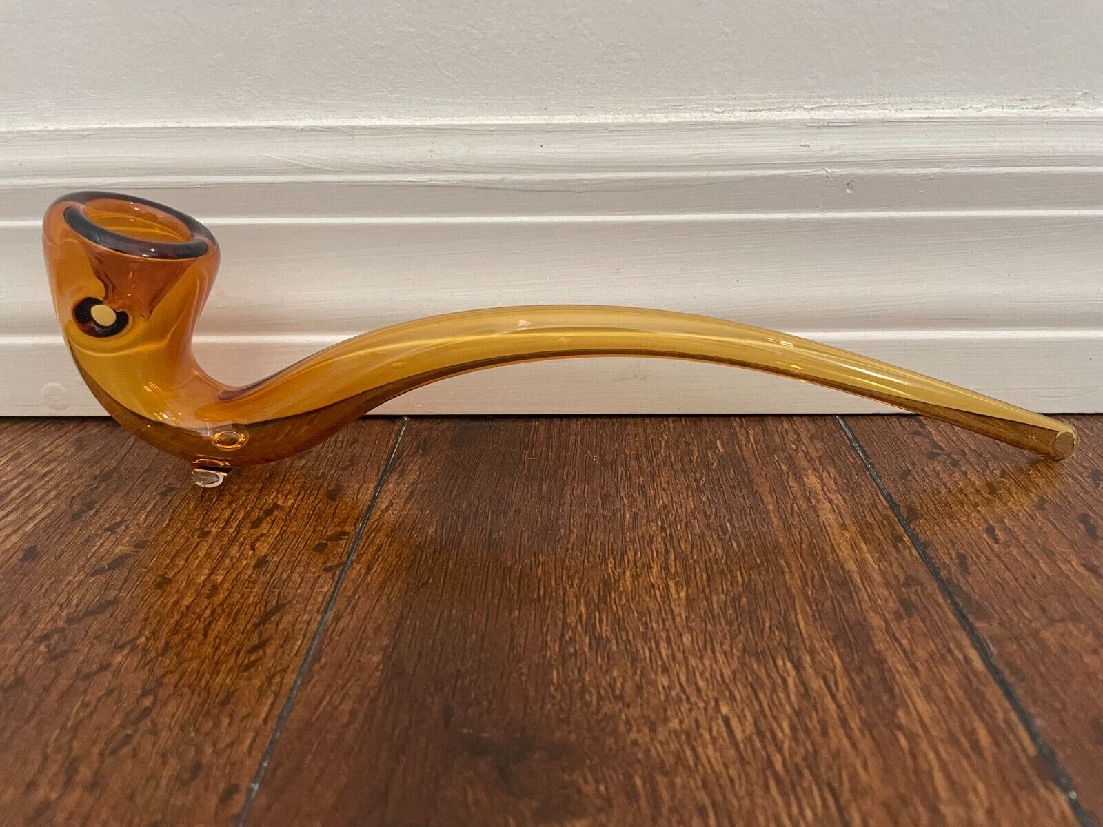 10” Premium Glass Pipe Sherlock Style Amber Clear