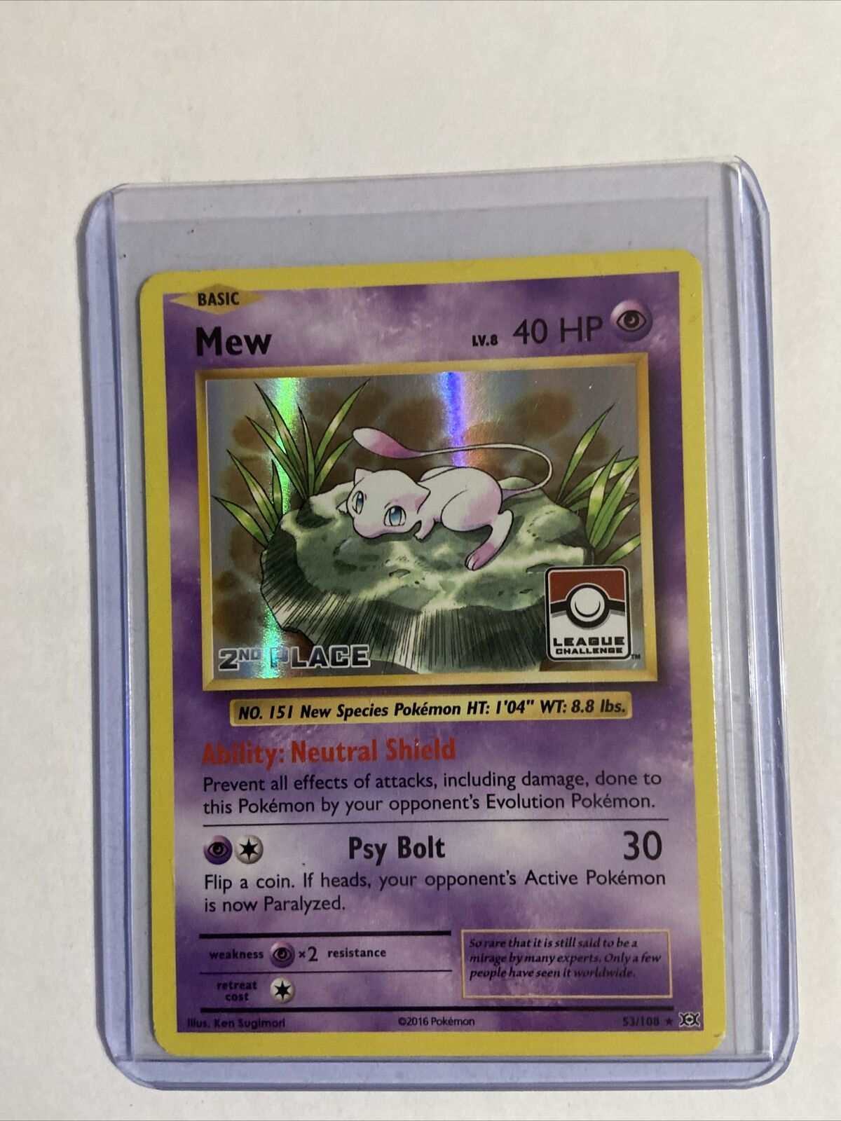 Pokemon Evolutions Mew 2nd Place League Challenge Promo Trophy Card 53/108 - NM