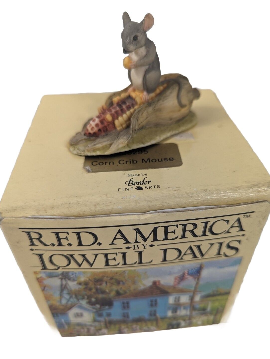 Schmid Corn Crib Mouse  RFD America Lowell Davis Signed 1989 Original Box Vtg