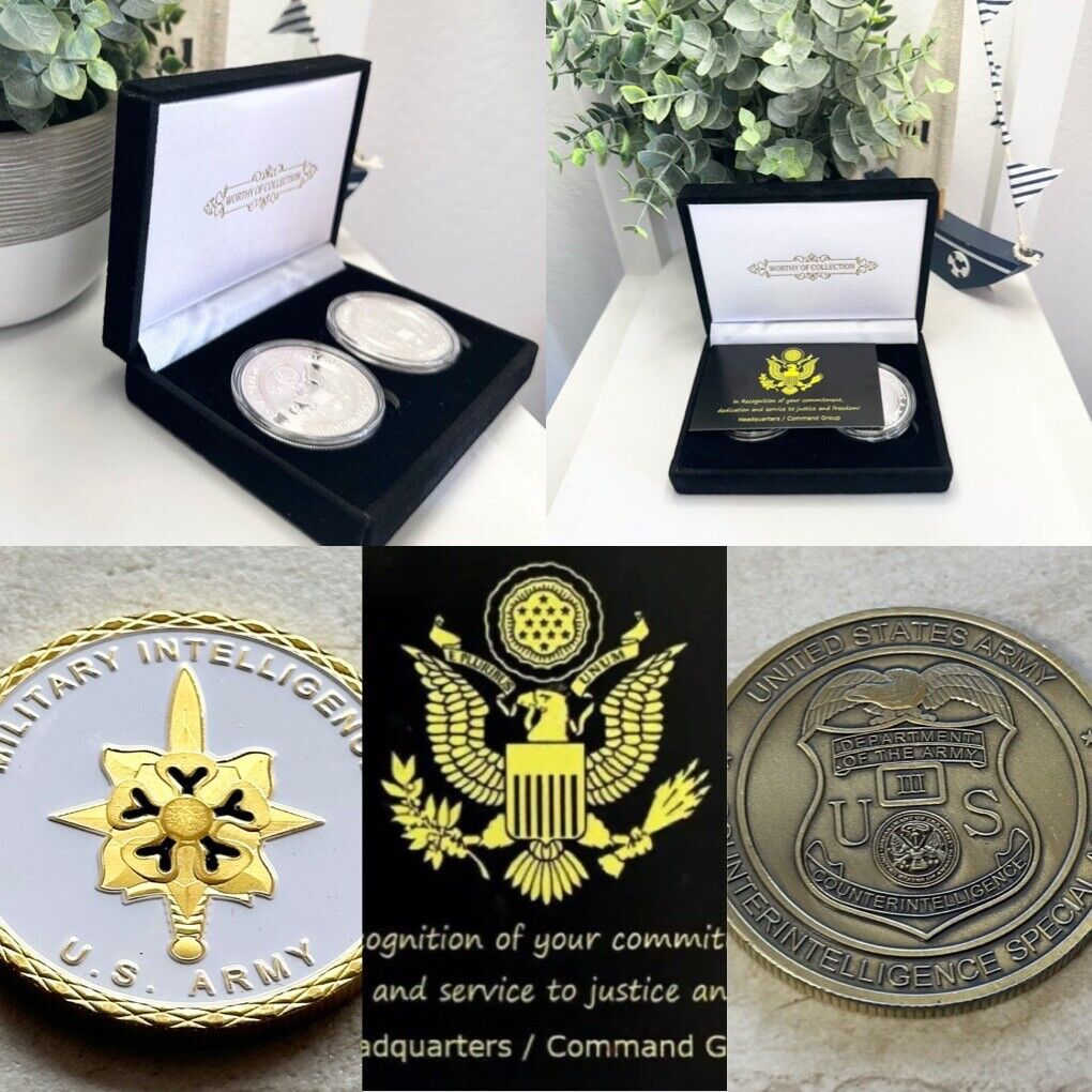 2PCS US Army Military MI Branch Counter Intelligence Special Agent Badge Coin