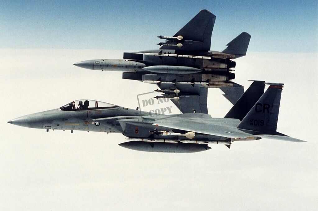 US Air Force USAF F-15 Eagle aircraft armed with AIM-9 Sidewinder 12X18 Photo