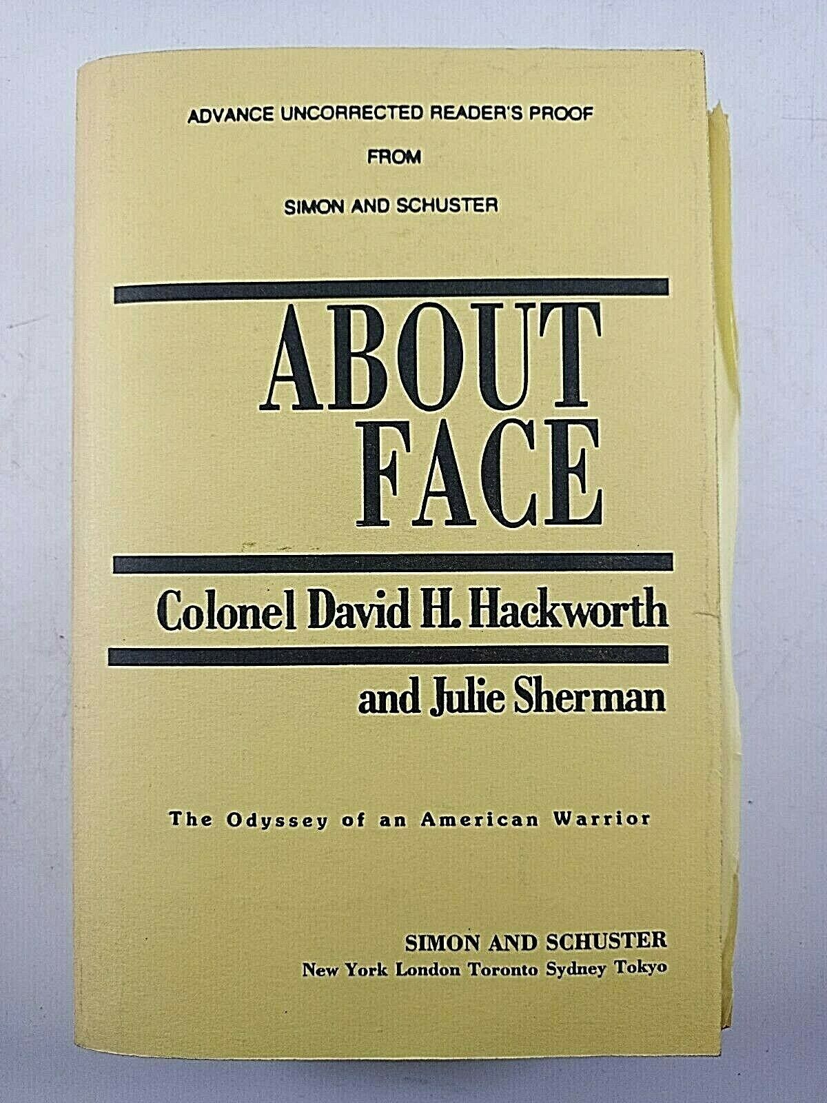 US Vietnam About Face Advance Uncorrected Readers Proof Reference Book