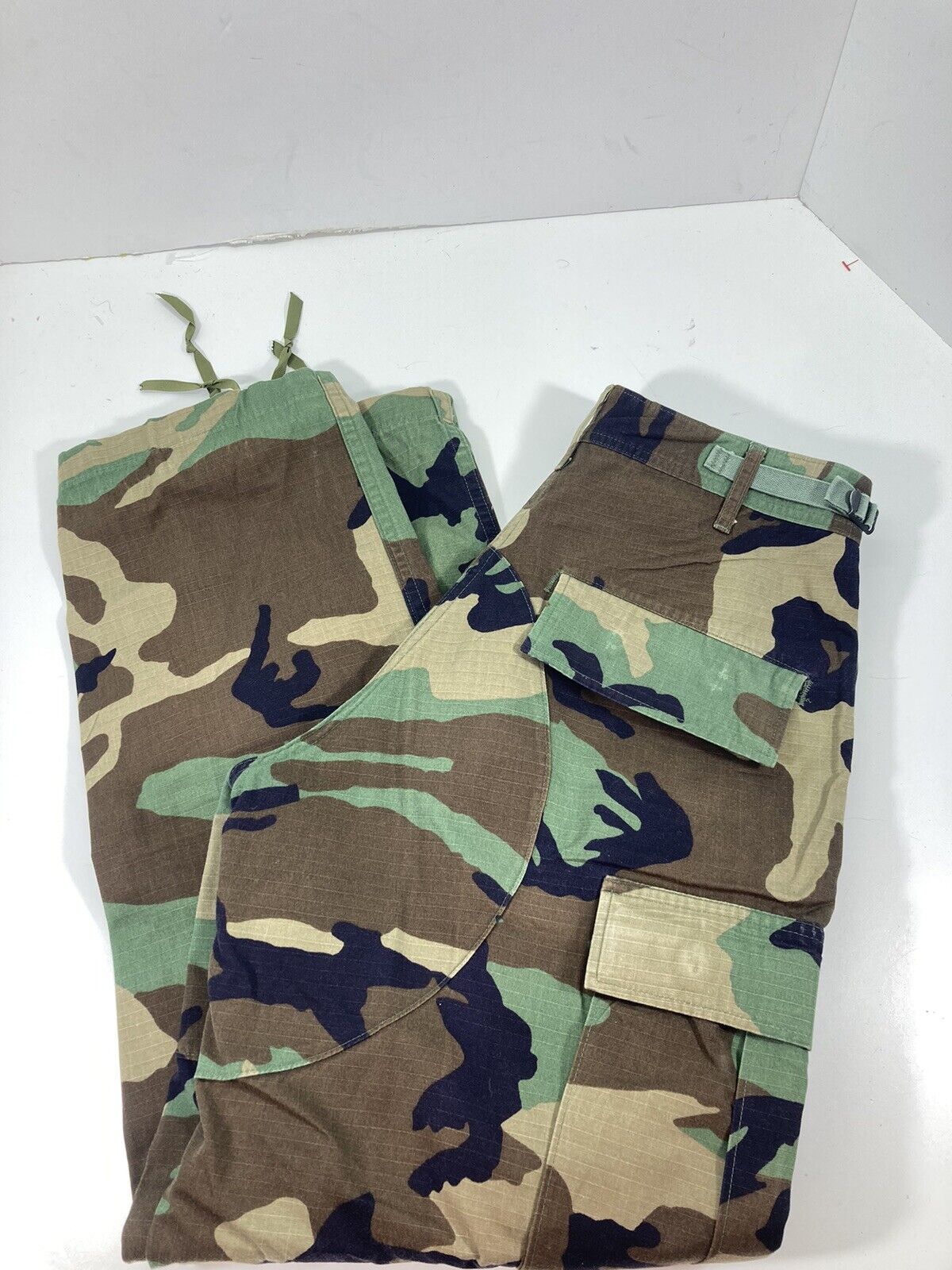 BDU Pants Woodland Camouflage Camo Ripstop Cargo Men 30X30 Small Short Vintage