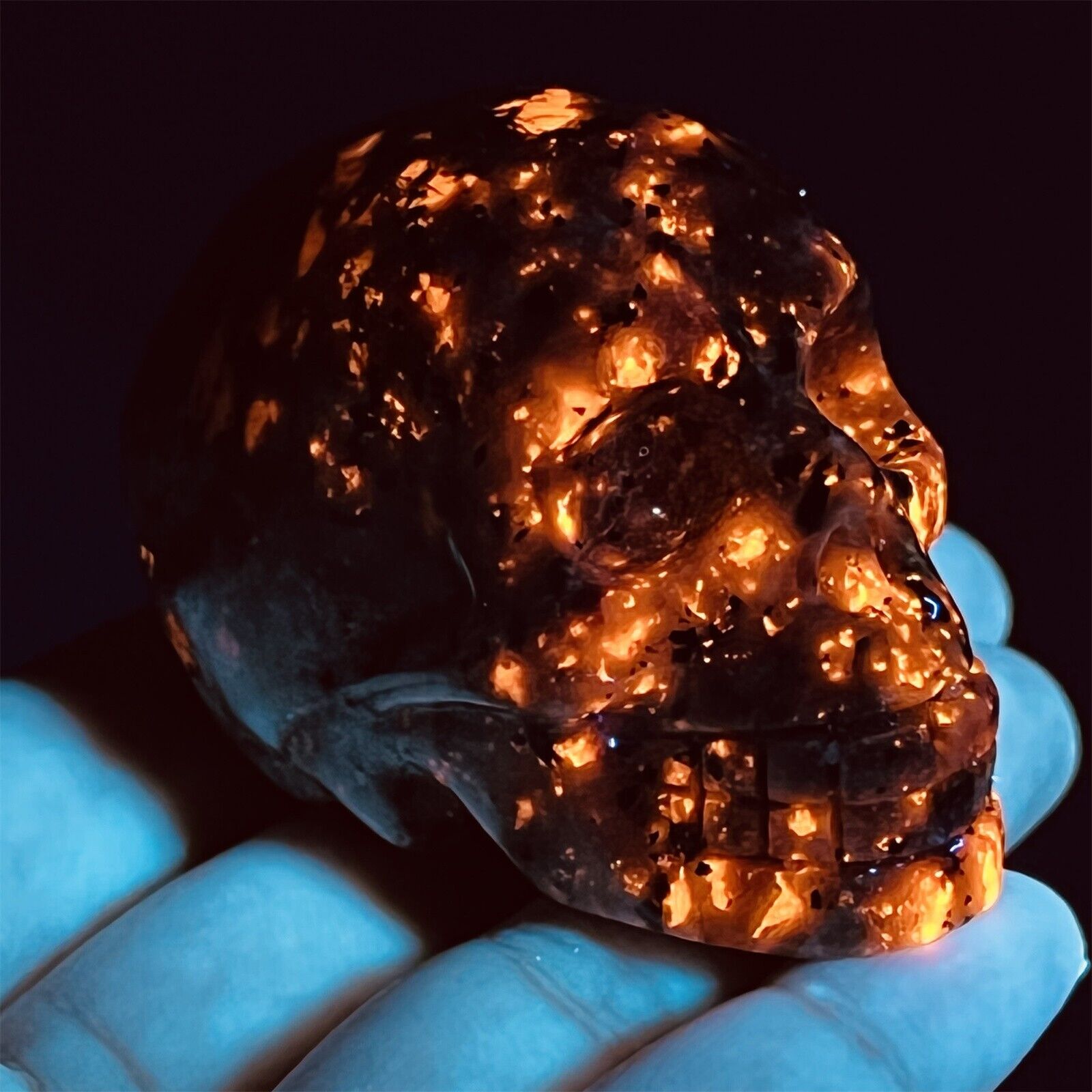 1pc natural Flame's stone skull quartz crystal carved skull reiki healing 2
