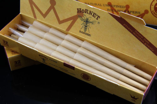 AUTHENTIC HORNET Cigarette Natural Rolling Paper Cones 256pcs 1 1/4 Pre-Rolled