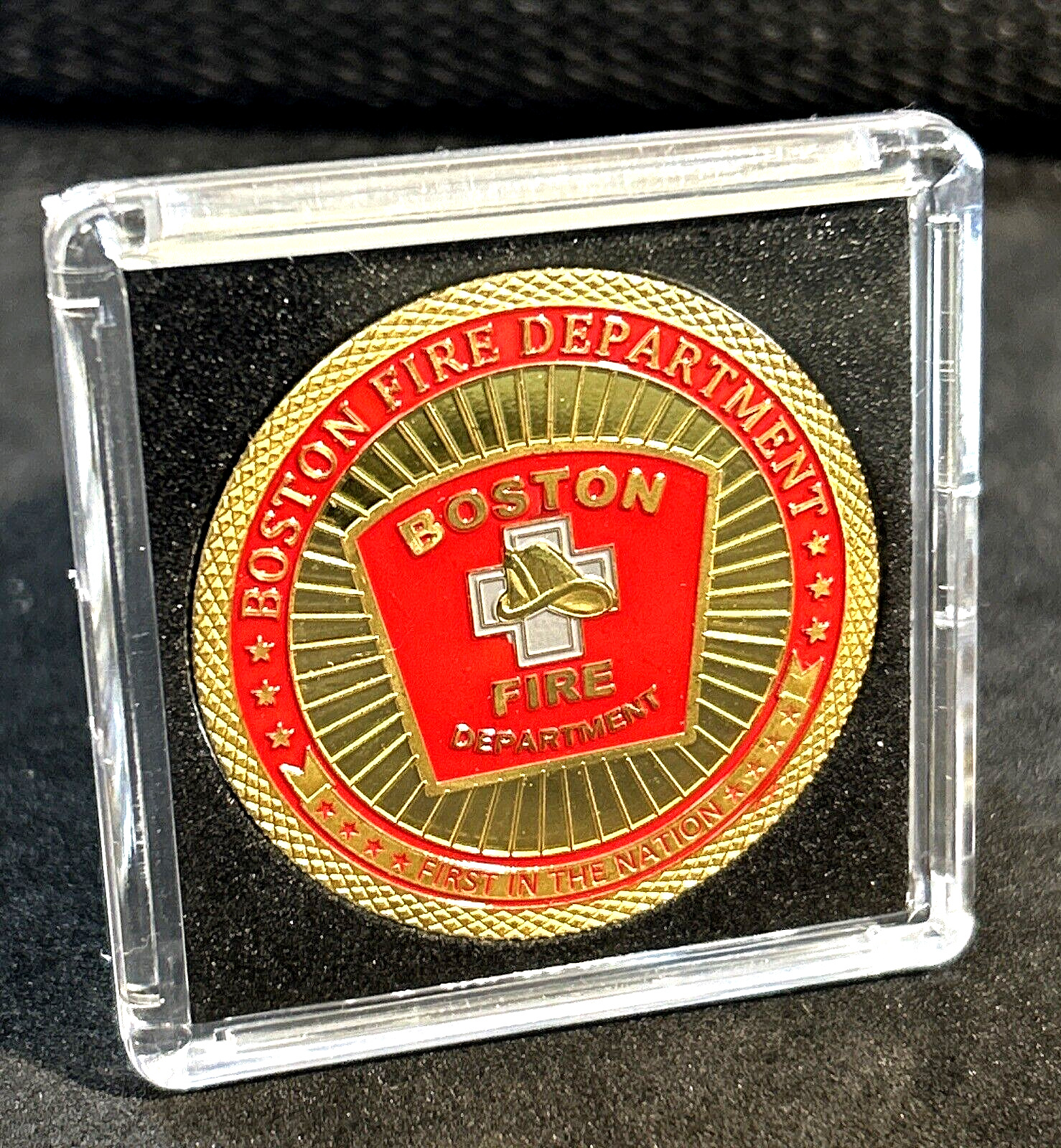 BOSTON Massachusetts Fire Department First in the Nation Challenge Coin w case