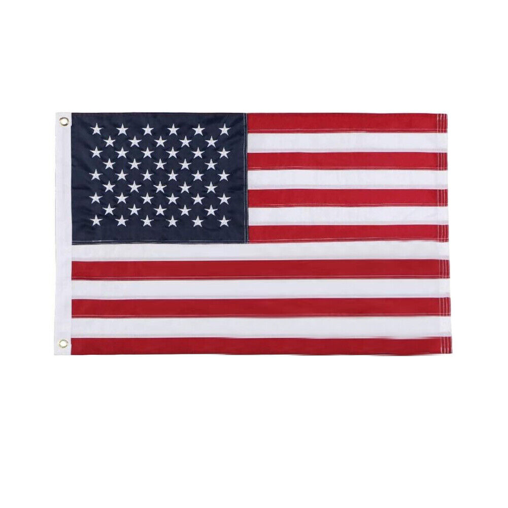 US 1-2 Pc American Flag Embroidered 3x5FT Outdoor Heavy Duty Sewn Stripe