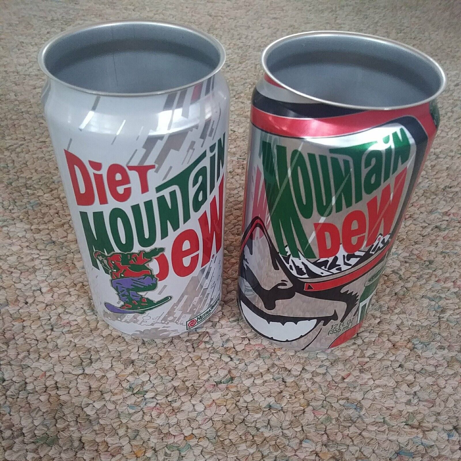 2 Vintage SUPER RARE 1995 MOUNTAIN DEW AND DIET MOUNTAIN DEW - TEST CANS NO TOP
