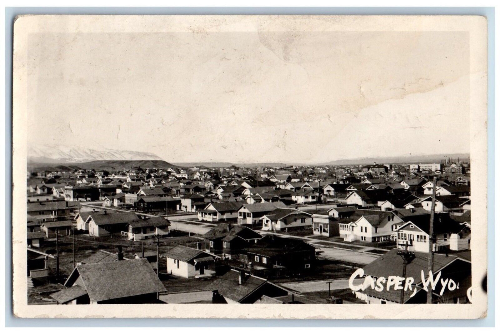 Casper Wyoming WY Postcard RPPC Photo Bird\'s Eye View Houses Village 1926 Posted