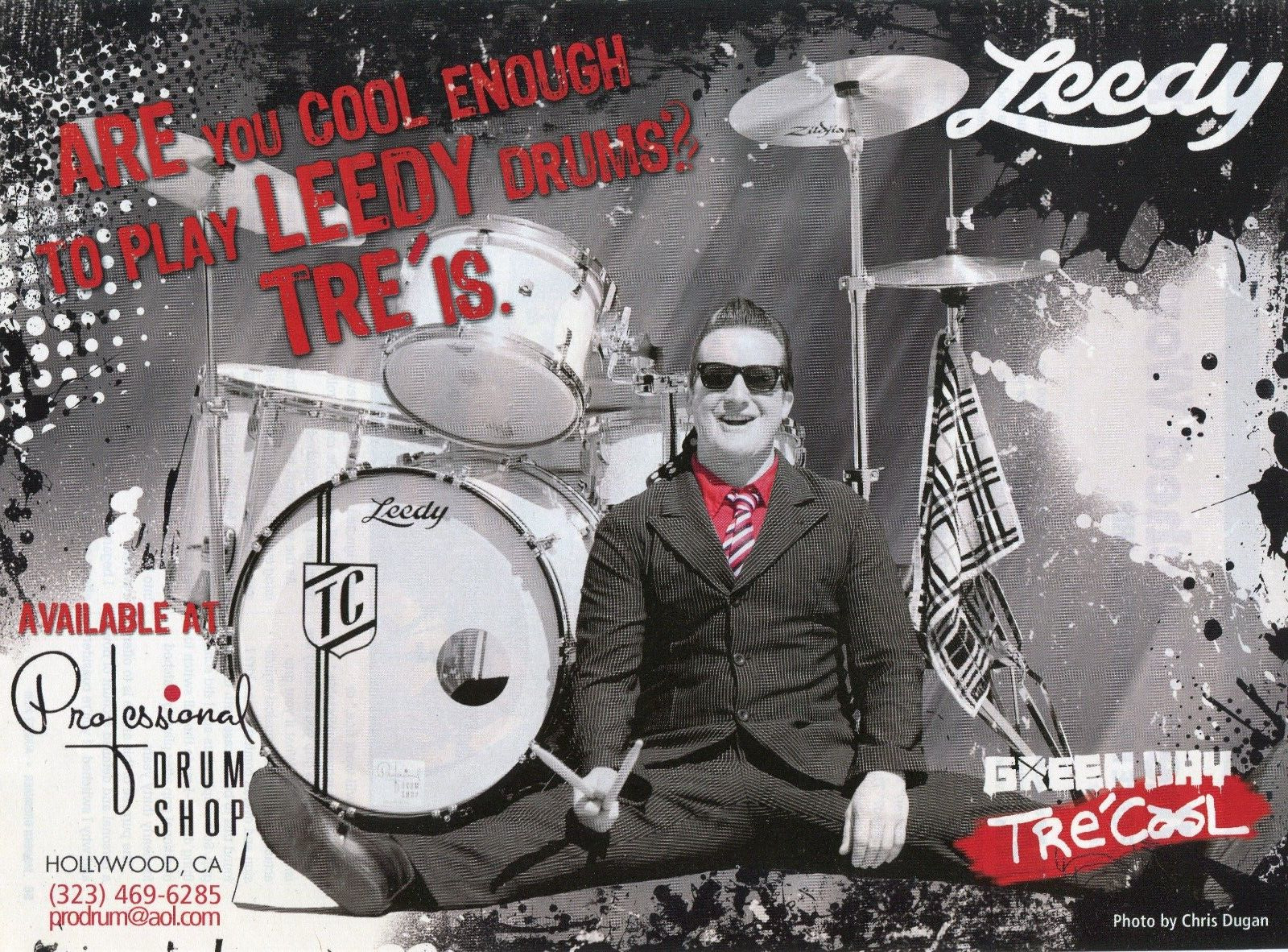 2009 Print Ad of Leedy Drums w Tre Cool of Green Day
