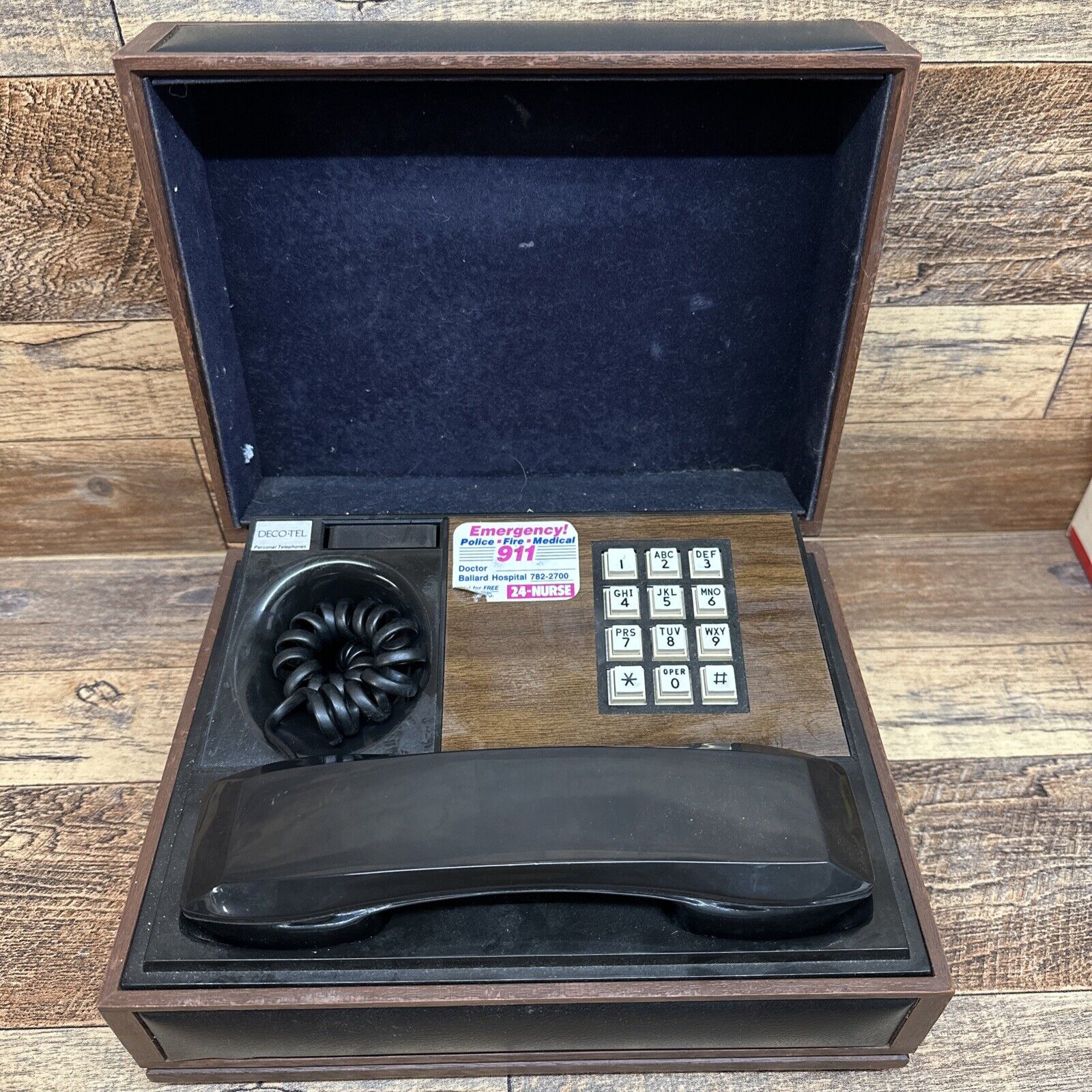 VTG Deco-Tel Hidden Executive Box Telephone 007 Spy -Leather Accents *Untested*