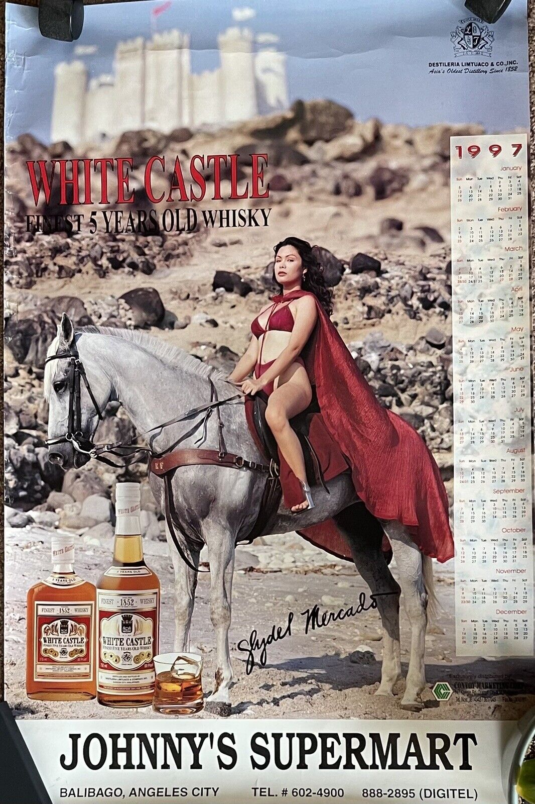 Vintage 1997 White Castle Whiskey Glyndel Mercado Calender Promo Angeles City