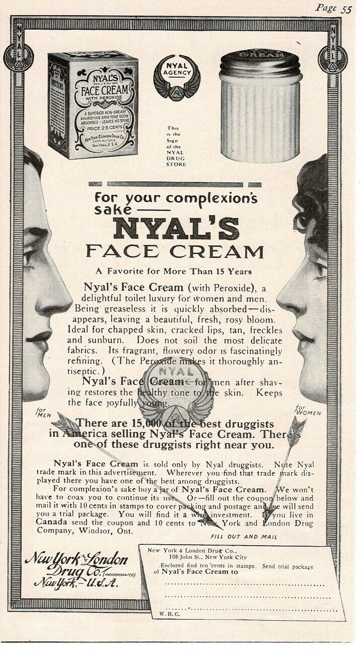 1913 NYAL\'S Face Cream Vintage Print Ad