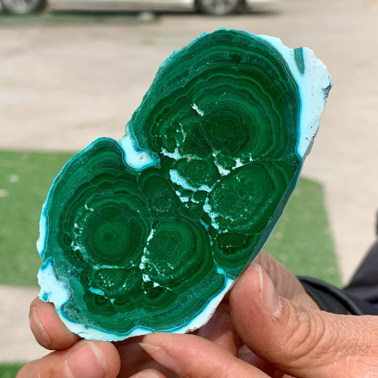 123 gNatural green Malachite crystal slice pattern mineral specimen