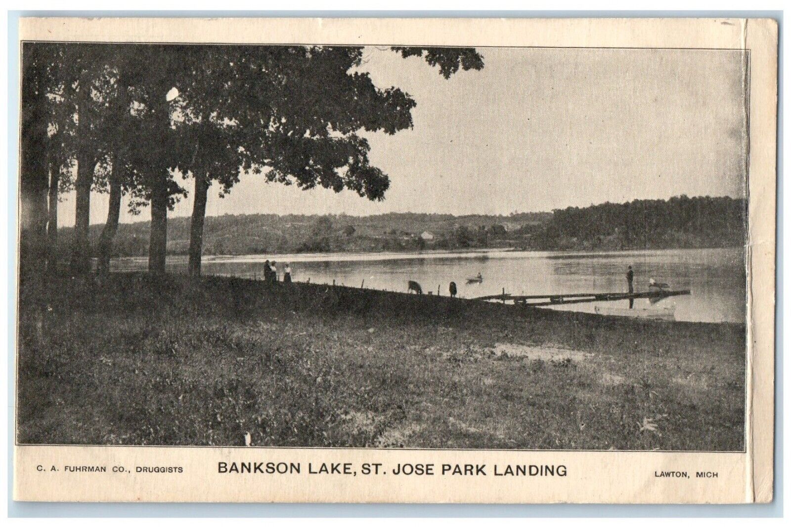 1909 Bankson Lake St. Jose Park Landing Lawton Michigan Vintage Antique Postcard