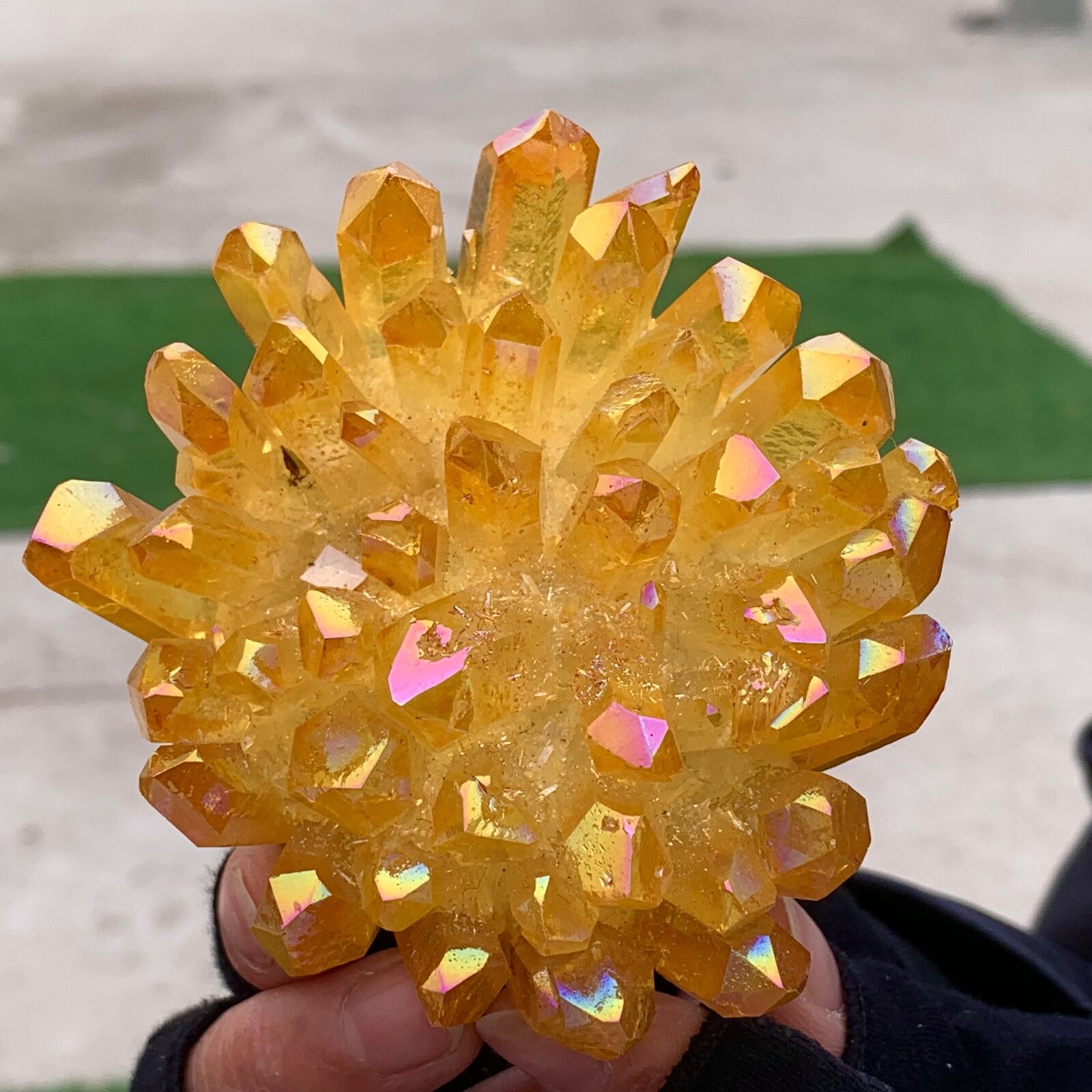 328G New Find Yellow PhantomQuartz Crystal Cluster MineralSpecimen