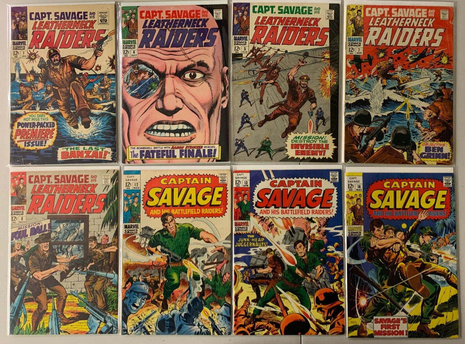 Captain Savage Battlefield lot #1-19 Marvel 11 diff (average 4.5 VG+) (1968-'70)