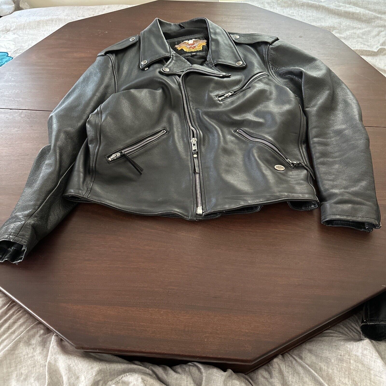 Vintage Harley Davidson Made In USA Leather Motorcycle Biker Jacket Men\'s XL