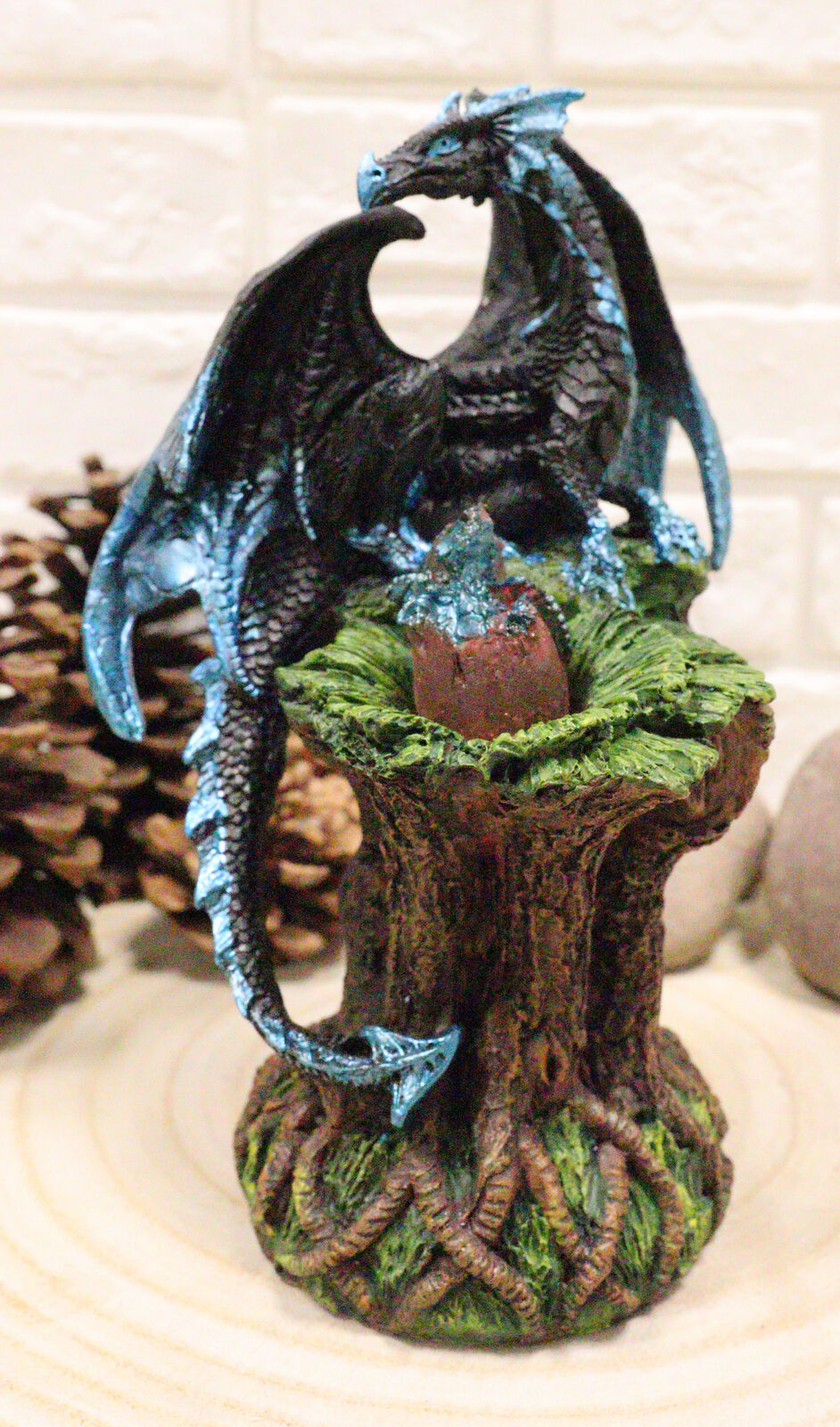 Ebros Blue Midnight Dragon Mother Guarding LED Translucent Egg Figurine Light