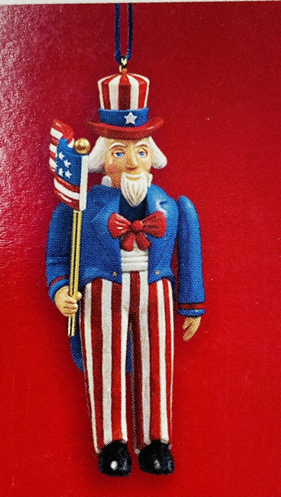 Hallmark Ornament Christmas Uncle Sam Nutcracker America Patriotic Flags 2003