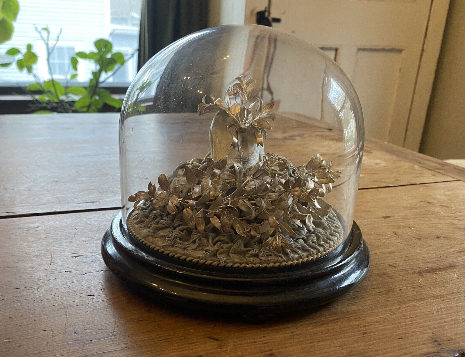 Antique Wedding Dome Globe d Marie Crown & Boutonnière Silver RARE Gorgeous