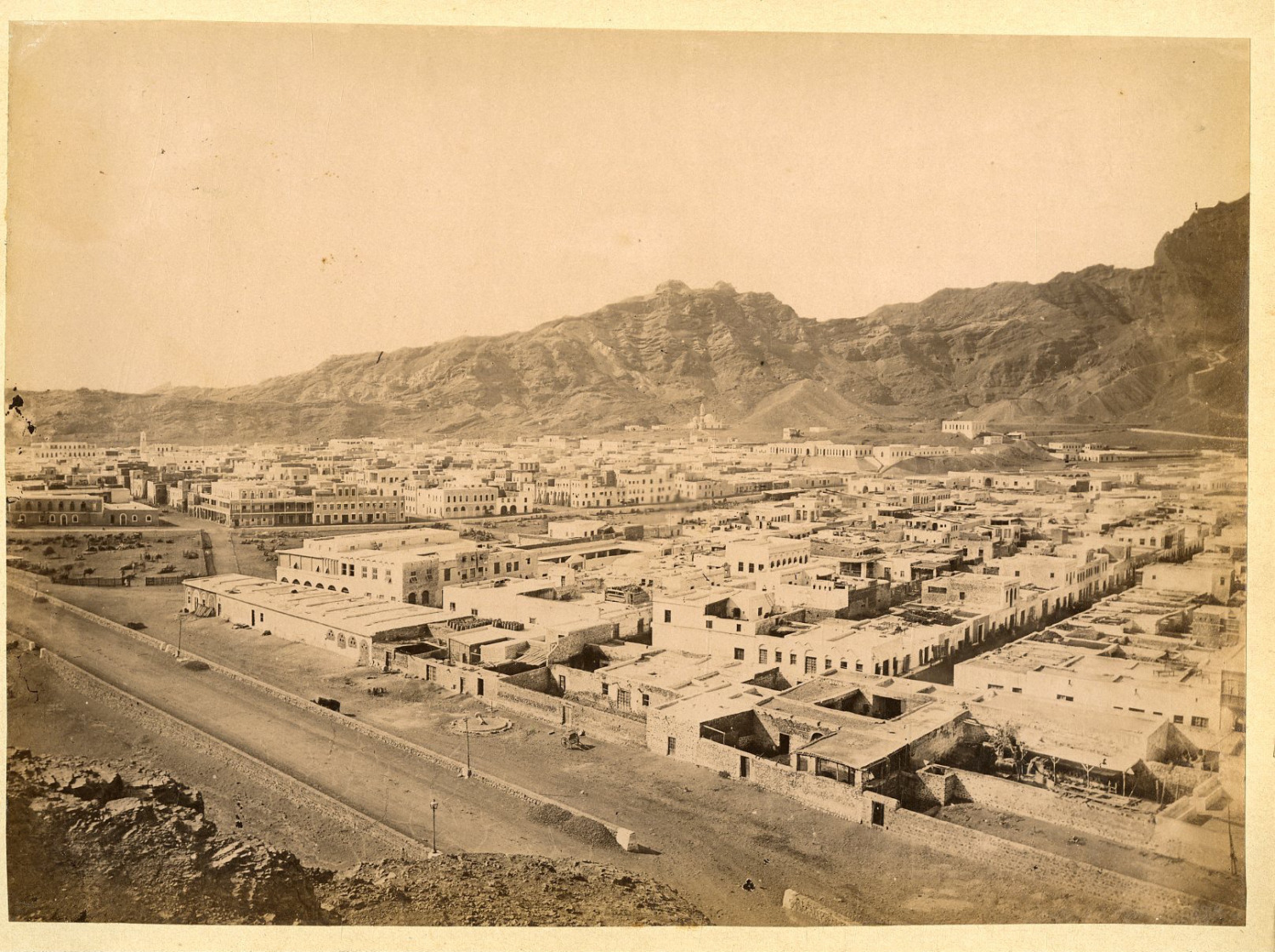 Yemen, Aden, Panorama Vintage Albumen Print.  Circ 18x24 Albumin Print