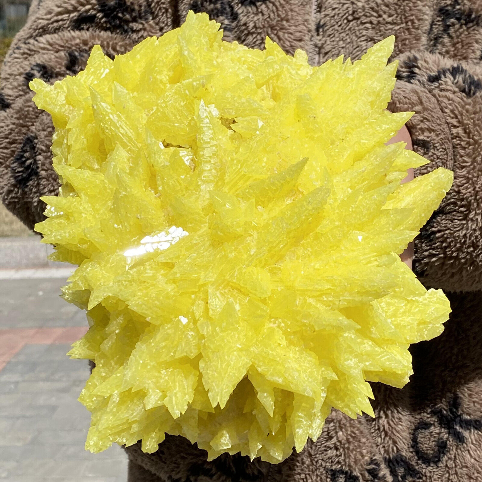 8.44LB Rare yellow sulfur crystal quartz crystal mineral specimen